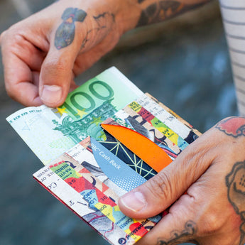 Micro Wallet Clippings - Open Wallet Inside Design with cards and cash