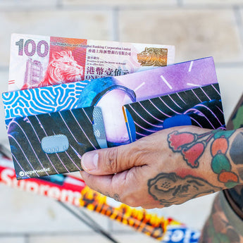 Slim Wallet Fabric of Space - Open Wallet Inside Design with cards and cash