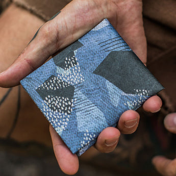 Slim Wallet Blue Camo - Open Wallet Inside Design with cards and cash