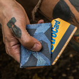 Micro Wallet Blue Camo - Open Wallet Inside Design with cards and cash