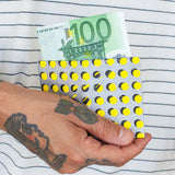 Micro Wallet Yellow Dots - Open Wallet Inside Design with cards and cash